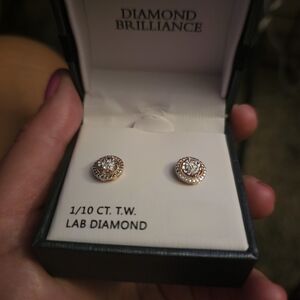 Rose Gold and Silver Lab Diamond Earrings